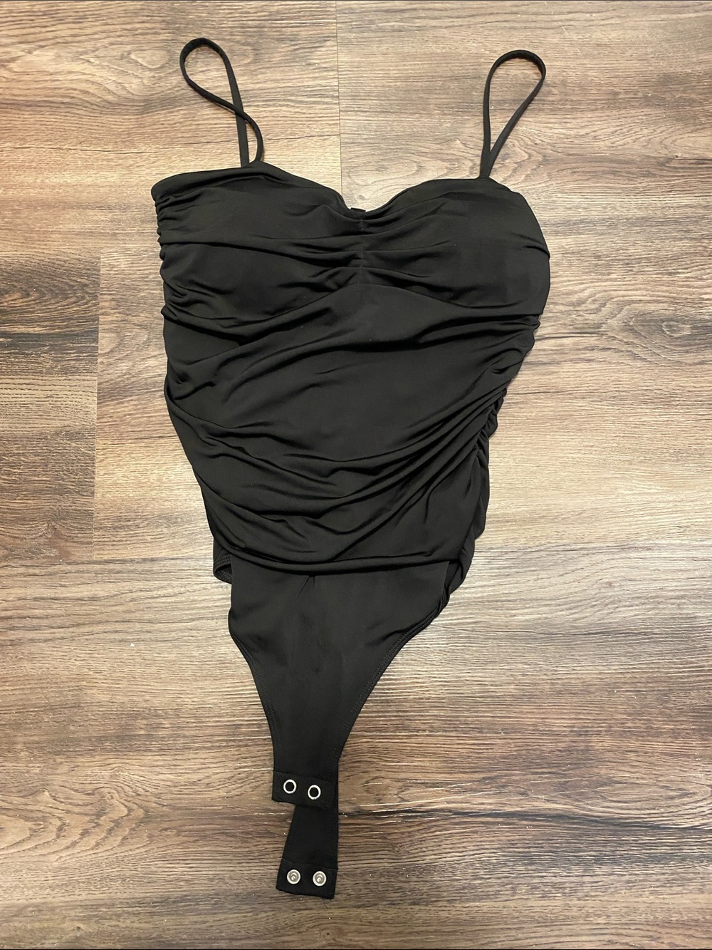 Black Ruched Kids One Piece Bodysuit